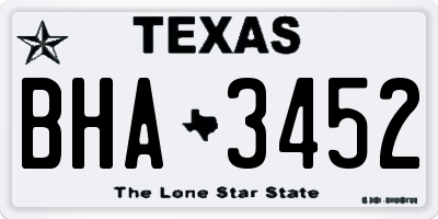 TX license plate BHA3452
