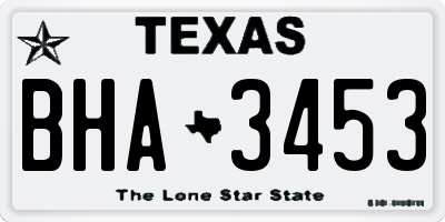 TX license plate BHA3453