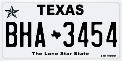 TX license plate BHA3454