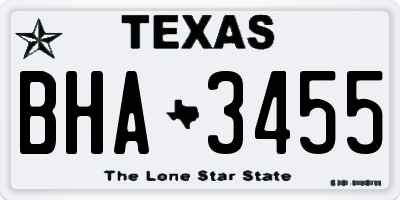TX license plate BHA3455