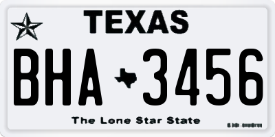 TX license plate BHA3456