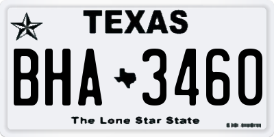 TX license plate BHA3460