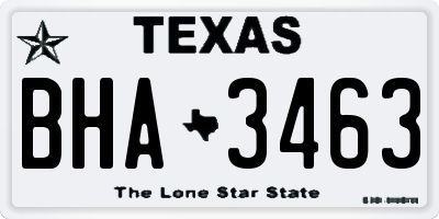 TX license plate BHA3463