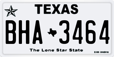 TX license plate BHA3464