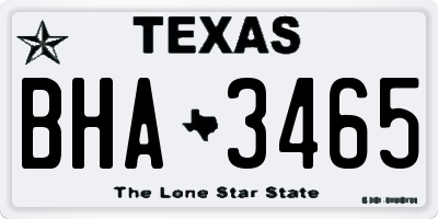 TX license plate BHA3465