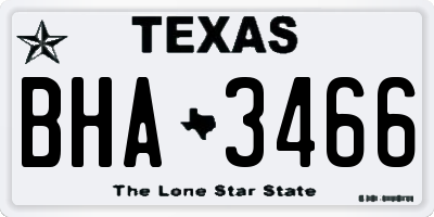 TX license plate BHA3466