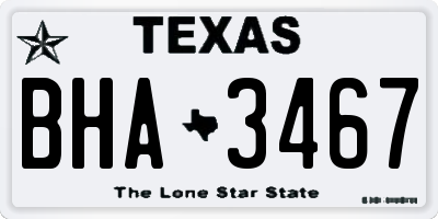 TX license plate BHA3467