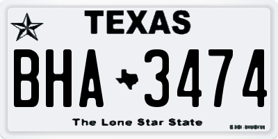 TX license plate BHA3474