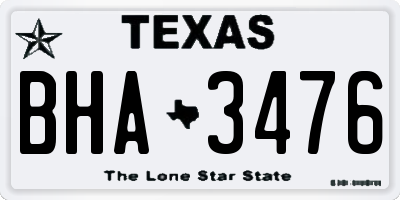 TX license plate BHA3476