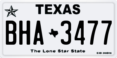 TX license plate BHA3477