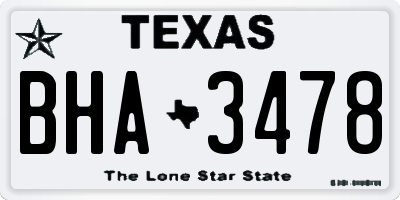 TX license plate BHA3478