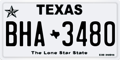 TX license plate BHA3480