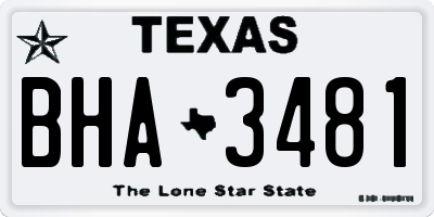 TX license plate BHA3481
