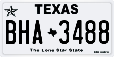 TX license plate BHA3488