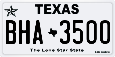TX license plate BHA3500