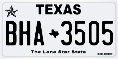 TX license plate BHA3505