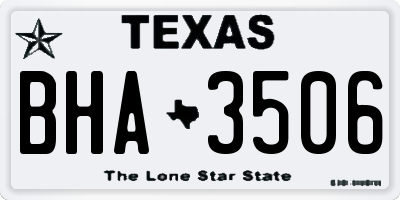 TX license plate BHA3506