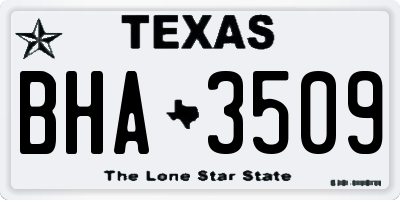 TX license plate BHA3509