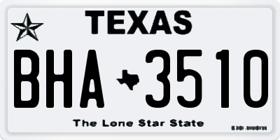 TX license plate BHA3510