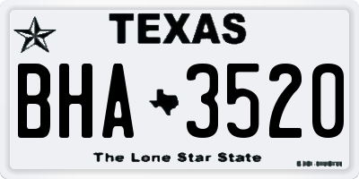 TX license plate BHA3520