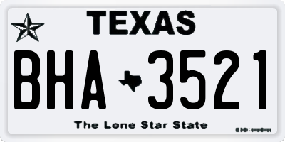 TX license plate BHA3521