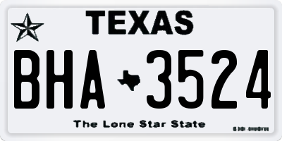TX license plate BHA3524