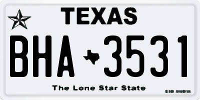 TX license plate BHA3531
