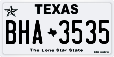TX license plate BHA3535