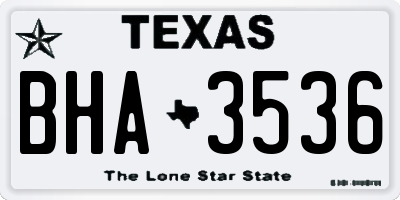 TX license plate BHA3536