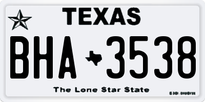 TX license plate BHA3538