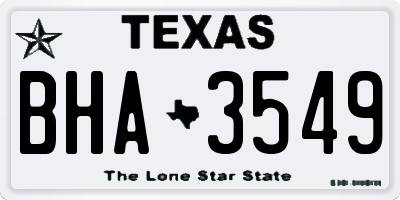 TX license plate BHA3549
