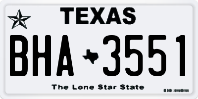 TX license plate BHA3551
