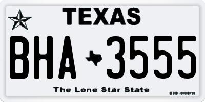 TX license plate BHA3555