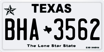 TX license plate BHA3562