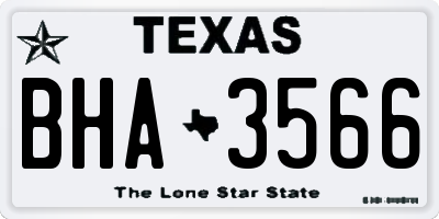 TX license plate BHA3566
