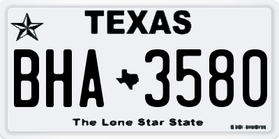 TX license plate BHA3580