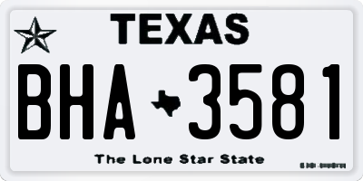 TX license plate BHA3581