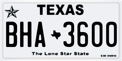 TX license plate BHA3600
