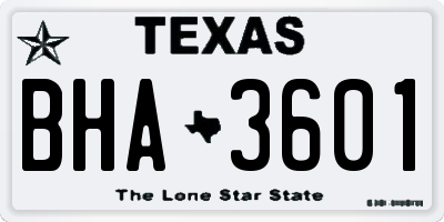 TX license plate BHA3601