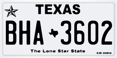 TX license plate BHA3602