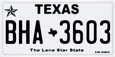 TX license plate BHA3603