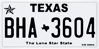 TX license plate BHA3604