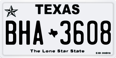 TX license plate BHA3608