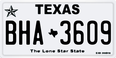 TX license plate BHA3609