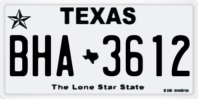 TX license plate BHA3612