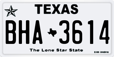 TX license plate BHA3614