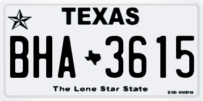 TX license plate BHA3615