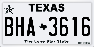 TX license plate BHA3616