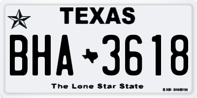 TX license plate BHA3618