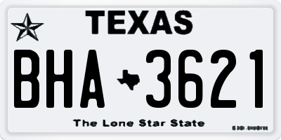 TX license plate BHA3621